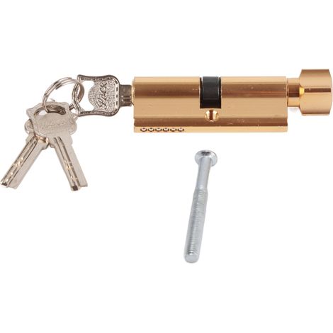 Cilindro de cerradura de aluminio para puertas/taquillas con llave para sistemas de seguridad domésticos, compatible con armarios, buzones, cajones y alacenas (color dorado).