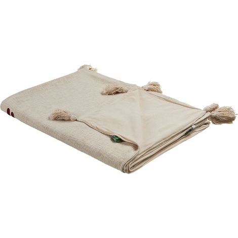 Kuscheldecke DEOGHAR Baumwolle 130 x 180 cm Beige