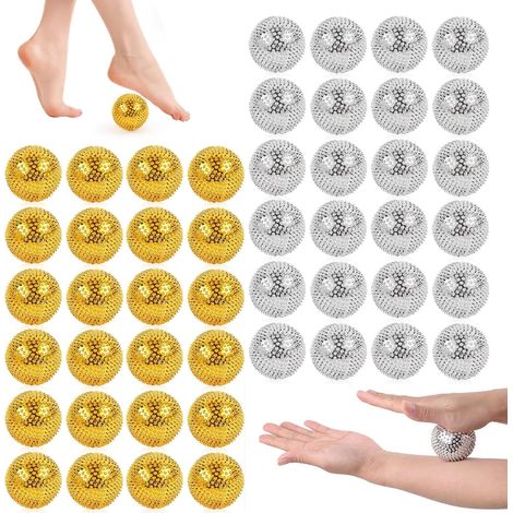 Lot de 24 balles d'acupression magnétiques : 32 mm Balle hérisson en métal pour le massage des mains et des pieds, ABS Balle de massage magnétique pour les parents Relaxation Soulage le (1/5)