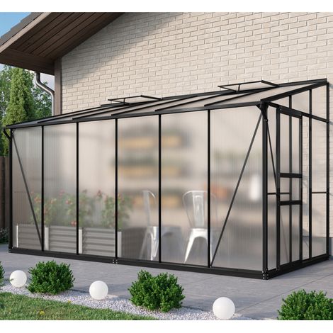 Vitavia Anlehn-Gewächshaus "Osiris 7800", schwarz, 7,8 m², 4 mm HKP (1/3)