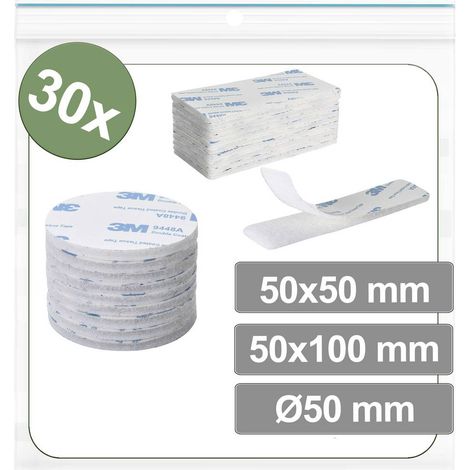 Quadrios 25CA686 Punti a strappo da incollare Lato morbido e lato rigido (Ø x L) 50 mm x 50 mm Bianco 30 pz.