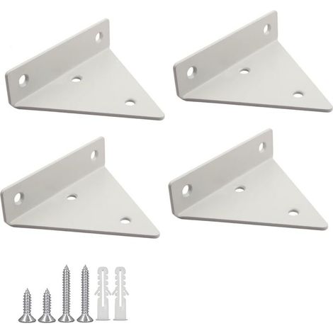 Dreieckige Regalträger aus Eisen, 4er-Set. Maße: 100 x 80 x 26 mm. Farbe: Weiß. Verdeckte Wandmontage.