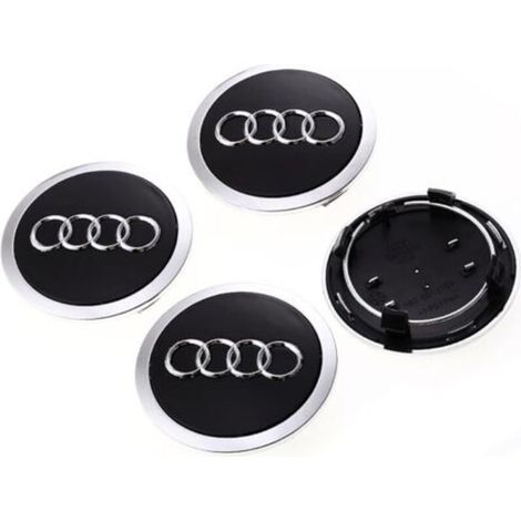 4 pièces Auto Cache Moyeux pour Audi 69MM Cache Moyeu Aluminium+ABS Cache de Roue Centrale ABS Accessoires de Voiture-DOU