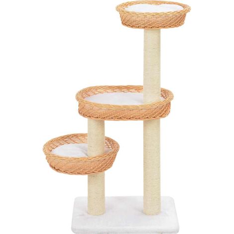 Maison Exclusive - Albero per Gatti con Tiragraffi in Legno di Salice Naturale (1/5)