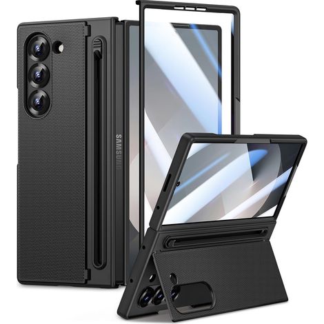 Custodia in vetro per Samsung Galaxy Z Fold7 5G con supporto per stilo - Nera (1/5)