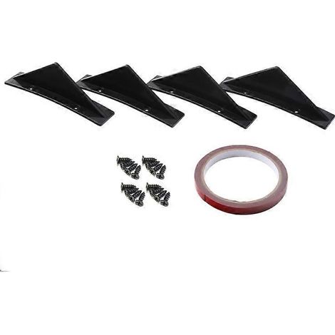 Lot de 4 diffuseurs de pare-chocs arrière noirs, aileron requin universel pour voiture et SUV - Diffuseur unique - Noir (1/5)