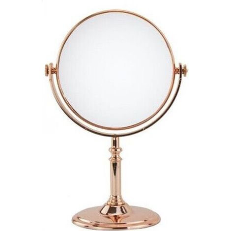 Cleafe - Specchio Tavolo Girevole Make Up Trucco Accessorio Bagno Oro Rosa 8″ 69415 - (1/2)