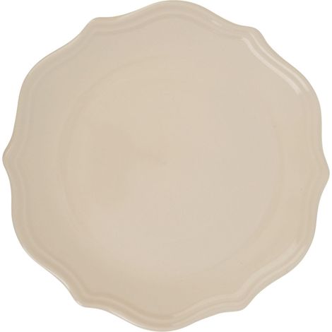 Assiette Plate en Faïence Crème Ø 27 cm - Collection Table de Diane - Assiette en faïence au Charme Classique, délicatement festonnée