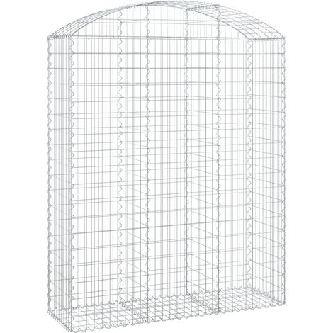 Valla tipo cesta de gaviones Muro de contención arqueado 150 x 50 x 180/200 cm hierro galvanizado Plata 020039984