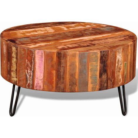 Maison Exclusive - Couchtisch Altholz Massiv Rund (1/5)