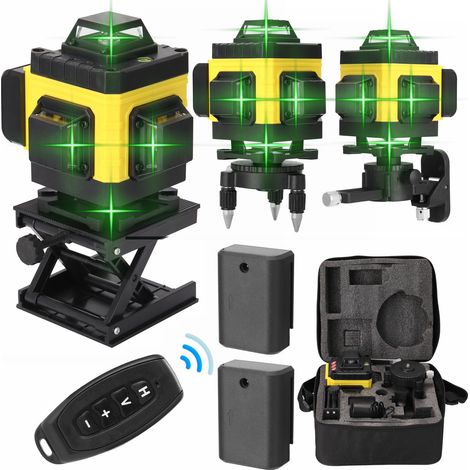 Niveau Laser 4D avec 16 Lignes, Avec 2 piles rechargeables au lithium, Angle de mise à niveau automatique, Distance de travail 25m, Laser vert (1/5)