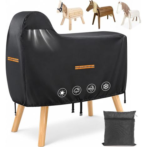 Housse de protection pour cheval en bois d'extérieur 420D - 160 x 70 x 110 cm - Étanche - Pour l'extérieur - Housse de protection universelle pour cheval en bois (1/5)