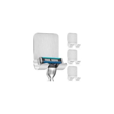 Porta rasoio da doccia, gancio autoadesivo, porta rasoio da doccia, gancio adesivo in acciaio inox, porta asciugamani per bagno e cucina senza foratura, argento - Crezuo (1/4)