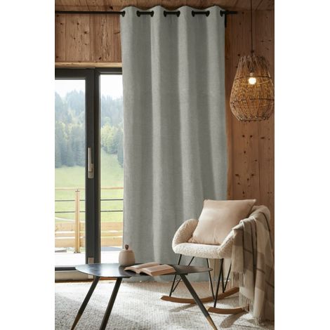 Rideau occultant phonique et thermique doublé polaire "Bjorn" 100% opaque l'Effet Papillon - Bjorn Eucalyptus - 1 Panneau Occultant + Polaire 140 x 240 cm