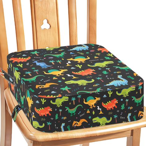 Siège rehausseur de salle à manger – Toile de dessin animé lavable 4 sangles siège rehausseur pour enfants pour table de salle à manger, coussin de voyage augmentant portable (1/5)