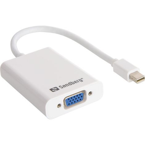 Sandberg Mini DP VGA Audio - Adaptador de Cable, Color Blanco