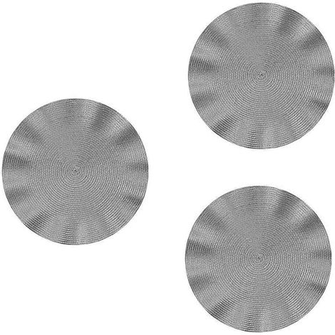 Set de table rond ondulé, dessous de plat rond anti-brûlure, set de table isolant style western, dessous de plat de cuisine, argent (1/5)