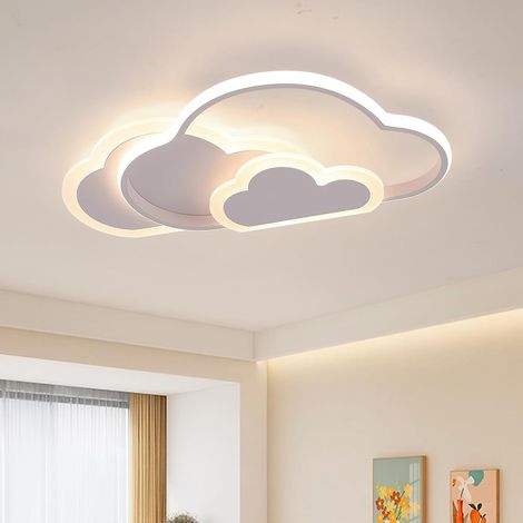 Plafonnier en forme de nuage créatif avec télécommande à intensité variable, plafonnier en acrylique encastré pour salon, chambre à coucher, couloir et chambre d'enfants, 52 cm (20,5 in) 42 W (1/5)
