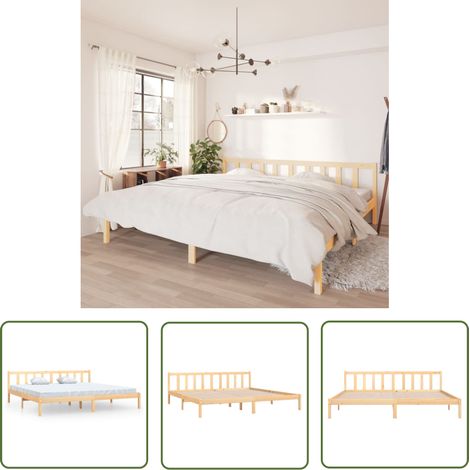 The Living Store Massivholzbett Kiefer 180x200 cm - Massivholzbette - Holzbettrahmen - Kiefernbett - Doppelbett - Boxspringbett (1/5)
