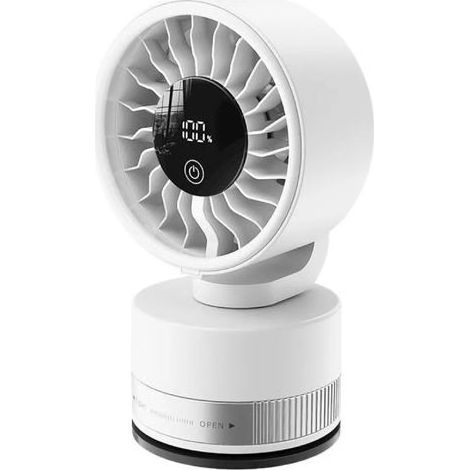 Wiederaufladbarer USB-Tischventilator, Wandventilator mit Saugnapf und LED-Anzeige, Weiß (1/5)