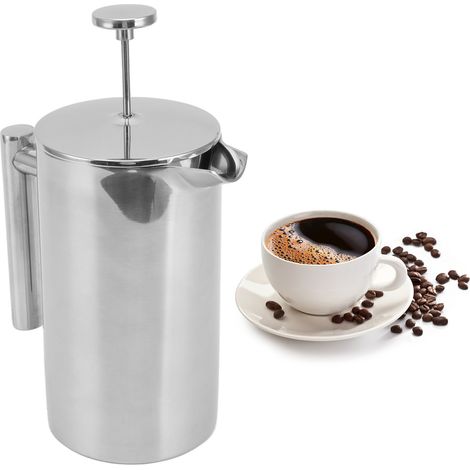 Cafetière à piston en acier inoxydable 304 avec filtre, théière double compartiment, 800 ml (1/5)