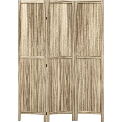 Paravent en bois de paulownia 3 panneaux 120 x 170 cm séparateur de pièce cloison de séparation pliable, naturel (1/5)