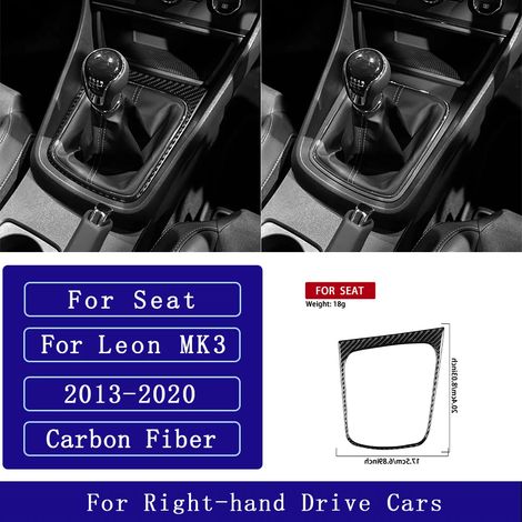 (11 RHD) Convient pour Seat Leon MK3 2013-2020. Accessoires auto : autocollant décoratif en fibre de carbone pour panneau de porte avec navigation centrale, radio, lecteur CD et climatisation. (1/4)