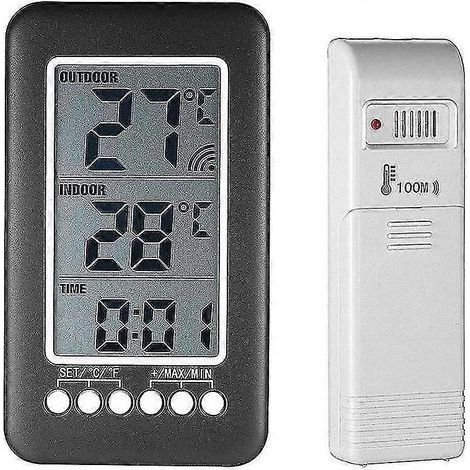 Thermomètre Interieur Exterieur Sans Fil Avec Horloge Numérique Station Meteo Sans Fil Avec Capteur Extrieur, Black Friday 2020 Moniteur De Temprature A (1/3)