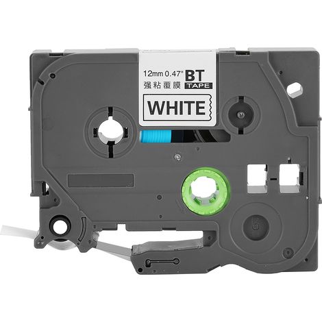 Bande adhésive étiqueteuse TZe231 compatible PTouch, 12mm blanc sur noir, ruban laminé (1/5)
