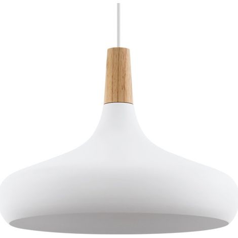 Lampe à suspension Sabinar 40cm blanc avec bois marron - 901179