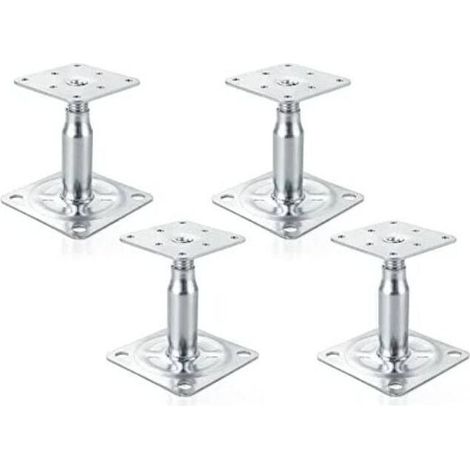 Juego de 4 soportes de poste elevados galvanizados ajustables de 100 a 150 mm, soporte de techo de alta resistencia para construcción. (1/5)