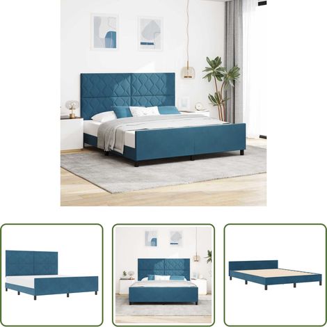 Samtbett - Boxspringbett mit Kopfteil Dunkelblau 180 x 200 cm Samt (1/5)