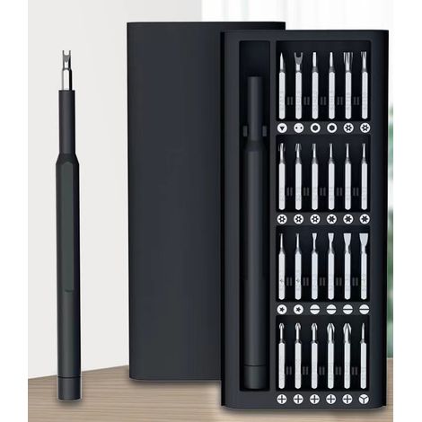 Tournevis de précision 24 en 1 kit tournevis magnétique embouts en acier alliage S2 poignée en aluminium boîtier coulissant pour réparation téléphone portable ordinateur portable montre lunettes camér (1/5)