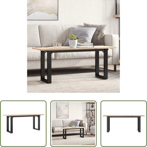 Massivholz Couchtisch - Couchtisch O-Gestell 110x40x45 cm Massivholz Kiefer & Stahl (1/5)