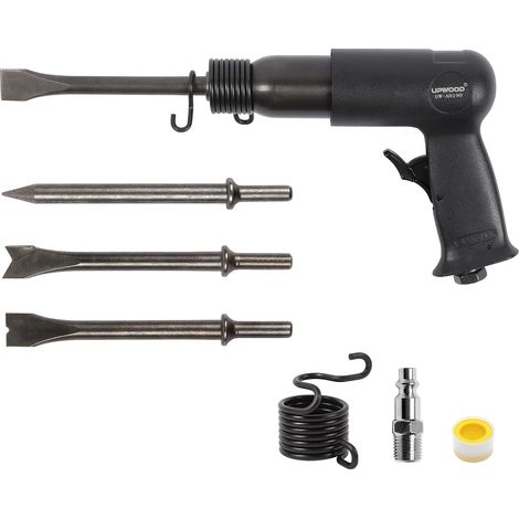 Kit de marteau à air à barillet moyen avec retenue à changement rapide et 5 burins, course de 6,5 cm, 3500 BPM, poids léger (1/5)