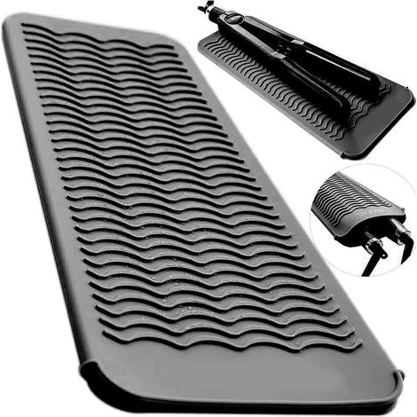 Kindfiber OÜ-Tapis Résistant à la Chaleur Pour Fer à Friser, Pochette en Silicone Pour Fers à Boucler, Lisseur et Outils de Coiffure - Noir (1/5)