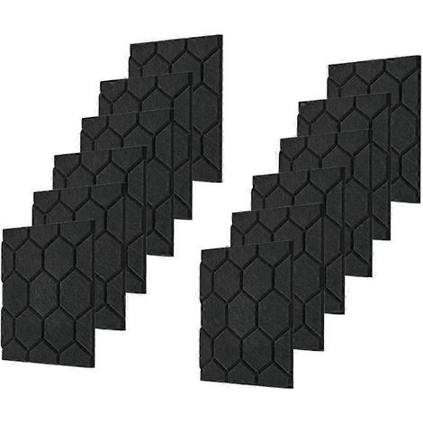 Panneaux acoustiques, panneaux muraux insonorisés, panneaux acoustiques auto-adhésifs, panneaux insonorisés, paquet de 12, noir (1/5)