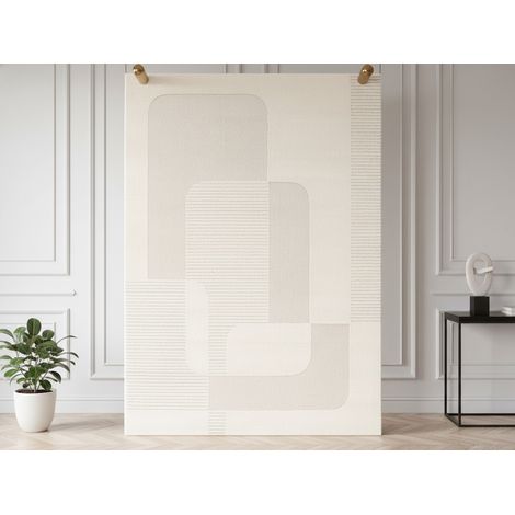 BOBOCHIC - Tapis poils courts CLOTAIRE motif abstrait 200x290 Beige (1/5)