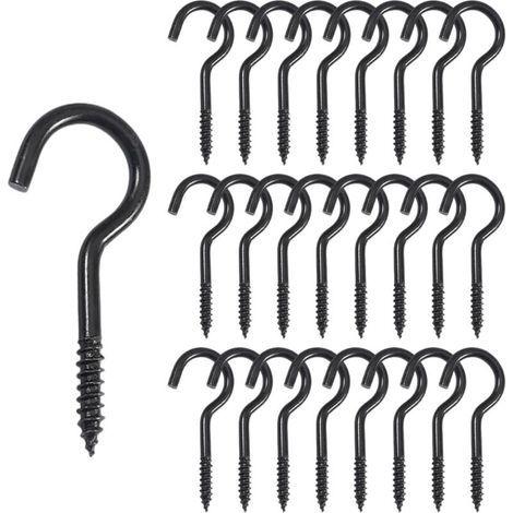 Crochets À Vis, Crochets à Vis de Plafond, Crochets Muraux à visser Inox pour Intérieur, Extérieur, Clés, Lumières, Décoration de Noë(40mm-25pcs) (1/5)