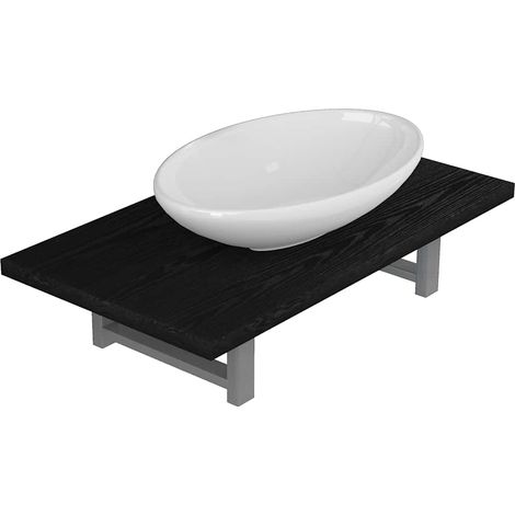 Maison Exclusive - 2-tlg. Badmöbel-Set Keramik Schwarz