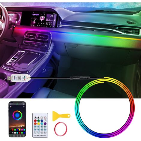Acrylic Car LED Interior Lighting, RGB Ambient Lighting Car Strip 110 cm 146 LEDs with 219 Scene Options, App Control with Remote Control, USB Port A uto Interior Lighting for Gifts (1/5)