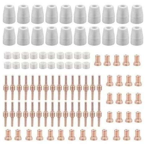 120 Pices PT31 Consommables Plasma Decoupeur Plasma Parkside Cut 30 40 50 Consommables de Dcoupeuse Plasma Accessoire Decoupeur Plasma Electrode Tip Buse (1/4)