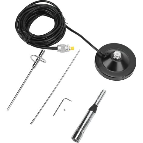 Antenne VHF UHF Voiture avec Ventouse, Câble 5m, Adaptateur SMA Femelle, Kit Étanche, Prêt à l'Emploi (1/5)