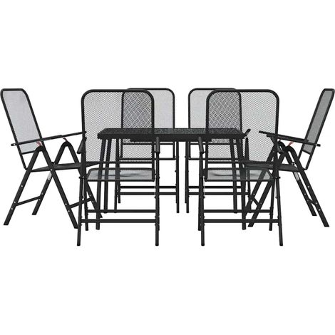 Maison Exclusive - 7-tlg. Garten-Essgruppe Anthrazit Streckgitter (1/5)