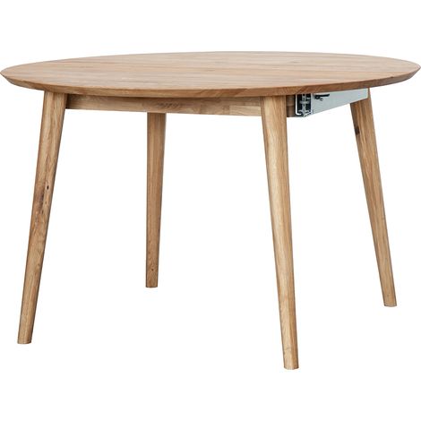 Ausziehtisch rund, 120cm Durchmesser, ausziehbar auf 165cm, Wildeiche massiv geölt, TARVA-69 (1/4)