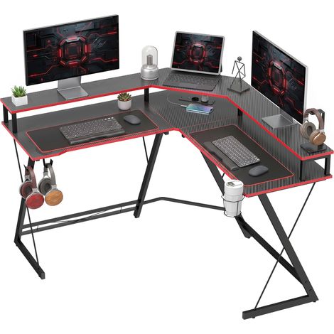 HOMCOM Scrivania Gaming Angolare con Supporto Monitor in Metallo Nero (1/5)