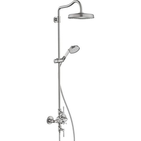 Colonne de douche HG AXOR MONTREUX DN 15 avec thermostat et tête en nickel brossé (1/5)