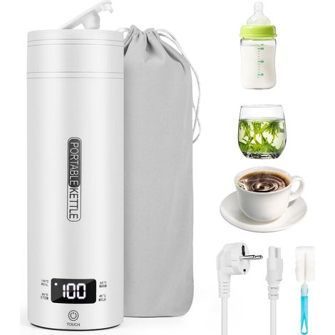 Bottiglia Reiswater, elettrica, 500 ml, draagbaar, roestvrij staal 316, temperatuurinstelling, automatische uitschakeling (1/5)