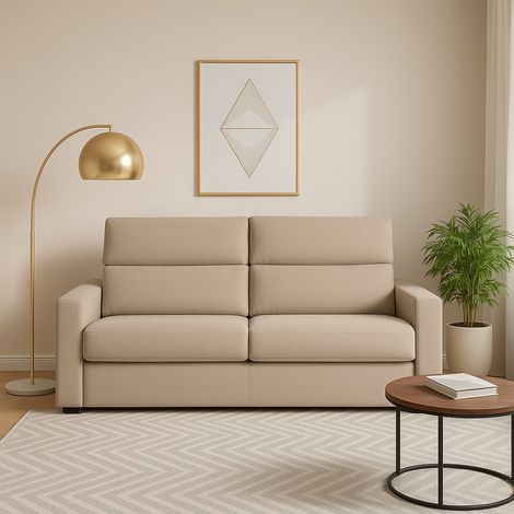 Divano Fisso 2 Posti Vialfre, Sfoderabile, Idrorepellente Made in Italy, Lavabile, 180x95x100h cm Grigio Tortora (1/5)
