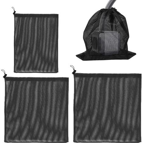 3 Pièces De Filtre De Pompe À Eau Noir, Sac Filtrant Barrière, Sac en Filet De Pompe À Eau, Filtre De Bassin, Adapté Aux Aquariums Et Aux Piscines (1/5)